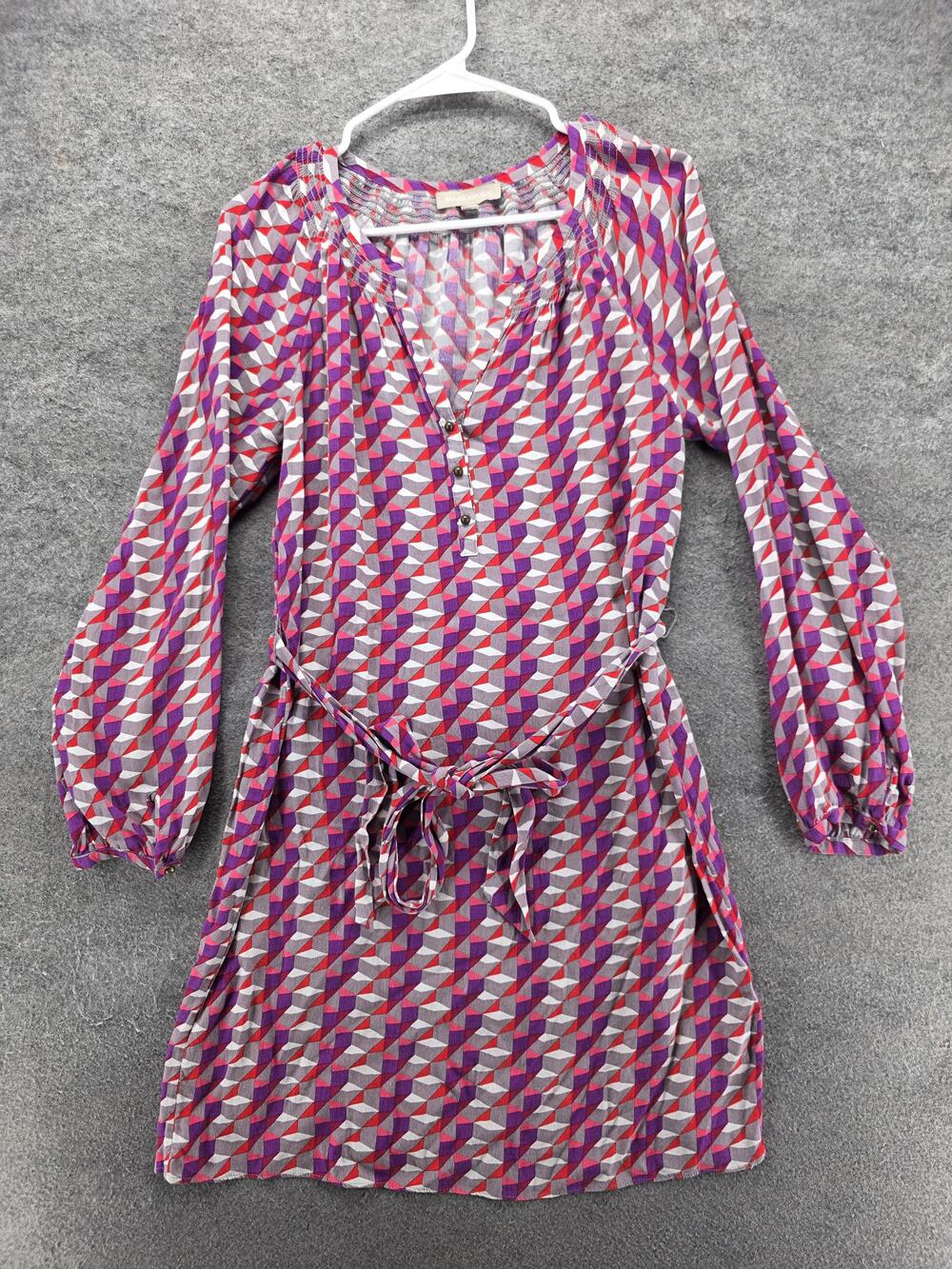 Banana Republic Dress Womens 4 Multicolor V-Neck Blouson Knee Length Beaded